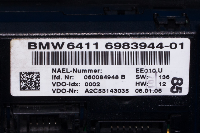 Varmeapparat betjening til BMW 1-Serie 2004-2011 (E81/E82/E87/E88) (E81/E82/E87/E88) (VDO|A2C53143035|64.11-6 983 944|)