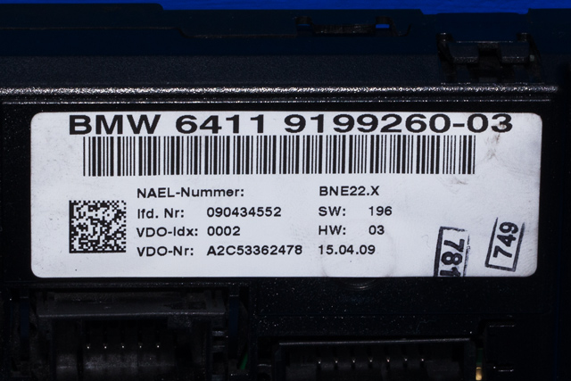 Varmeapparat betjening til BMW 1-Serie 2004-2011 (E81/E82/E87/E88) (E81/E82/E87/E88) (VDO|A2C53362478|64.11-9 199 260|)
