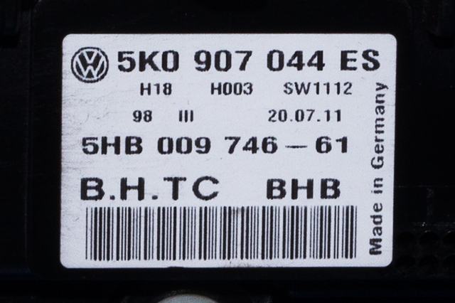 Varmeapparat betjening til VW Golf, Plus/Cross 2009-2013 (Fase 2) (VAG|5K0 907 044 ES|)