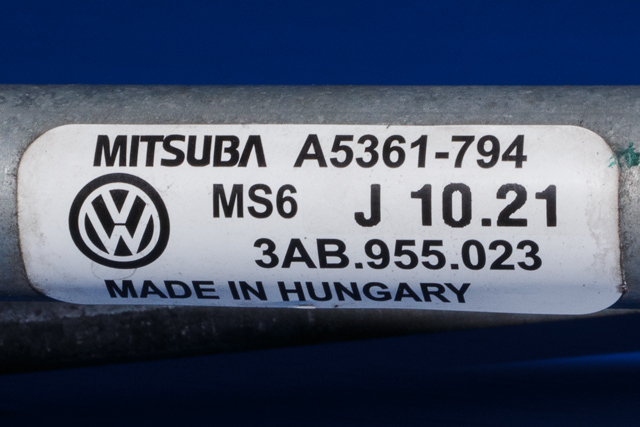 Viskermotor frontrute komplett m/overføring til VW Passat 2011-2015 (B7) (B7) (VAG|3AB 955 023|3AB 955 419|)
