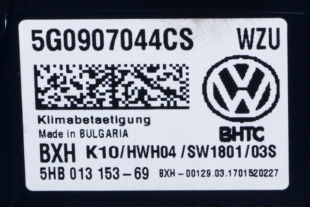 Varmeapparat betjening til VW Passat 2015-2019 (Fase 1) (B8) (B8) (VAG|5G0 907 044 CS|)