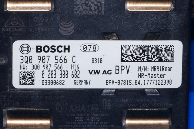 Sensor radar til VW Passat 2015-2019 (Fase 1) (B8) (B8) (BOSCH|0 203 300 682|3Q0 907 566 C|)
