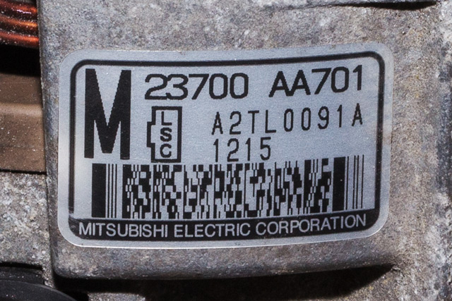 Dynamo til Subaru Forester 2008-2013 (Type III)  (MITSUBISHI|A2TL0091A|23700-AA701. 14 VOLT - 110 AMP|)