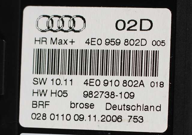 Ruteheis høyre bak til Audi A8 2003-2010 (Type II)  (VAG|4E0 959 802 D|)