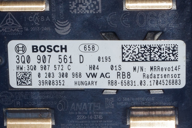 Sensor radar til VW Passat 2015-2019 (Fase 1) (B8) (B8) (BOSCH|0 203 300 968|3Q0 907 561 D|)