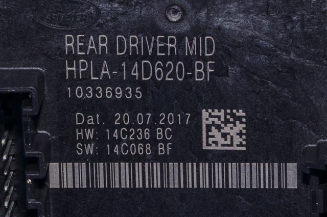 Styreenhet dør venstre bak til Land Rover Discovery 2017-->> (Type V) (LAND ROVER|HPLA-14D620-BF|)