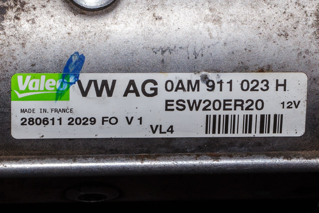Starter diesel til VW Golf, Plus/Cross 2009-2013 (Fase 2)  (VALEO|ESW20ER20|0AM 911 023 H|)
