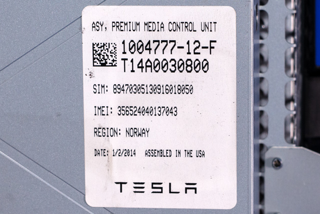 Multimedia display (MCU - Media Controller Unit) til Tesla Model S 2013-2016 (Fase 1) (TESLA|1004777-12-F|)