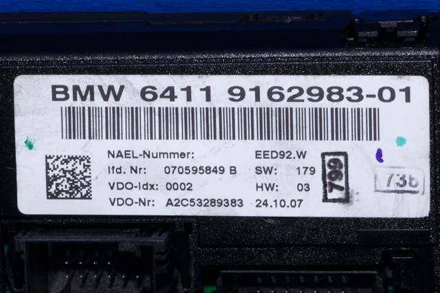 Varmeapparat betjening til BMW 1-Serie 2004-2011 (E81/E82/E87/E88) (E81/E82/E87/E88) (VDO|A2C53289383|64.11-9 162 983|)