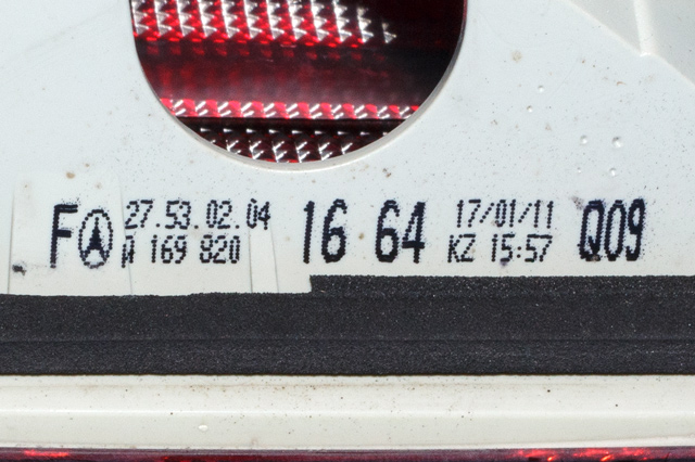 Baklykt høyre indre til Mercedes B-Klasse 2008-2011 (Fase 2) (W245) (W245) (MERCEDES|A 169 820 16 64|)