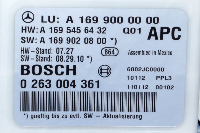 Styreenhet parkering til Mercedes B-Klasse 2008-2011 (Fase 2) (W245) (W245) (BOSCH|0 263 004 361|A 169 900 00 00|)