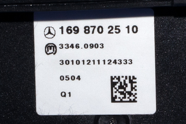 Bryter setevarme til Mercedes B-Klasse 2008-2011 (Fase 2) (W245) (W245) (MERCEDES|169 870 25 10|)