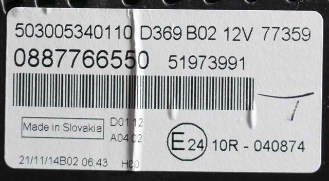Instrumentpanel til Fiat Panda 2013-->> (Type III)  (FIAT|0887766550|)