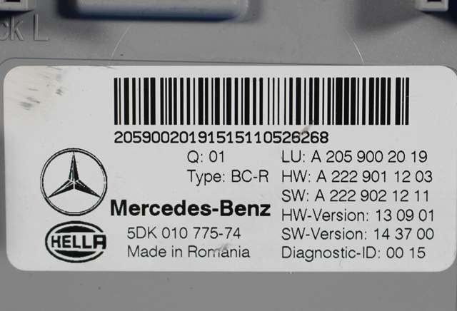 Styreenhet (SAM - Signal Acquisition Module) til Mercedes C-Klasse, Coupe/Cab 2015-2018 (Fase 1) (C205) (C205) (HELLA|5DK 010 775-74|A 205 900 20 19|)