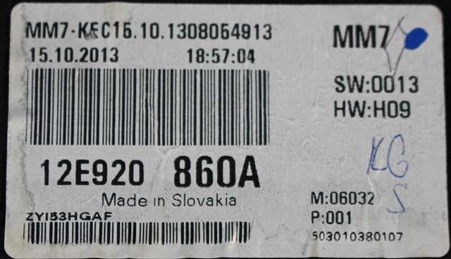 Instrumentpanel til VW E-Up 2013-2019 (VAG|12E 920 860 A|)