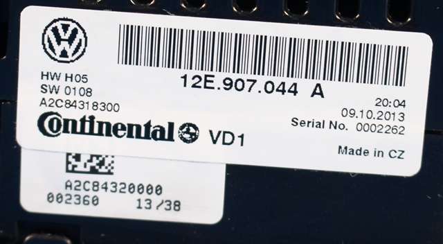 Varmeapparat betjening til VW E-Up 2013-2019  (VAG|12E 907 044 A|)