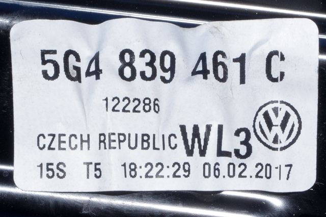 Ruteheis venstre bak til VW Golf VII 2017-2020 (Fase 2)  (VAG|5G4 839 461 C|)