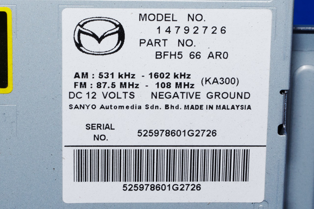 Bilstereo til Mazda 3 2009-2013 (Type II)  (MAZDA|BFH5-66-AR0|)