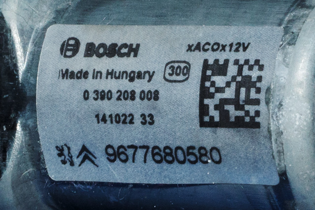 Viskermotor bakrute til Peugeot 308 2013-2021 (Type II) (BOSCH|0 390 208 008|96 776805 80|)