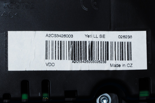 Instrumentpanel til Škoda Yeti 2009-2013 (Fase 1)  (VAG|5L0 920 800 J|)