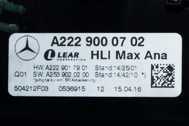 Styreenhet LED til Mercedes GLC 2015-2022 (X253) (X253) (MERCEDES|A 222 900 07 02|)
