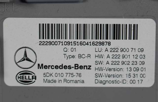 Styreenhet (SAM - Signal Acquisition Module) til Mercedes GLC 2015-2022 (X253) (X253) (HELLA|5DK 010 775-76|A 222 900 71 09|)