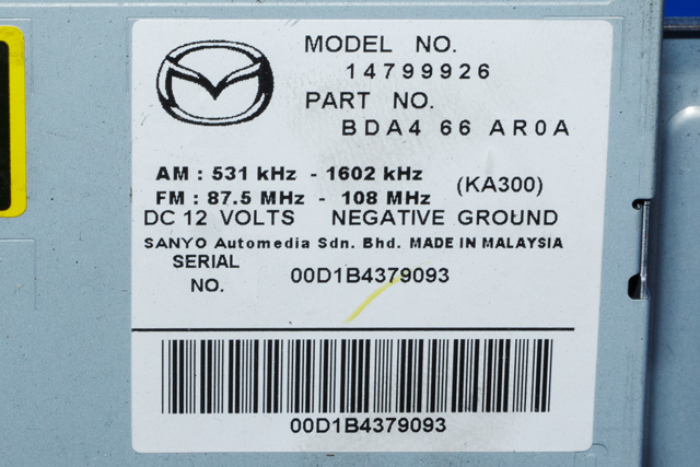 Bilstereo til Mazda 3 2009-2013 (Type II) (MAZDA|BDA4-66-AR0A|)