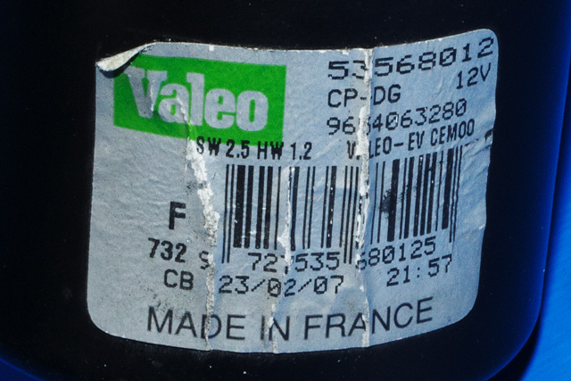 Viskermotor foran høyre til Citroën C4, Picasso 2006-2013 (Type I) (VALEO|53568012|96 540632 80|)
