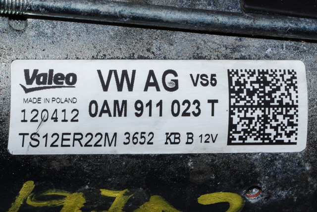 Starter til Škoda Yeti 2009-2013 (Fase 1)  (VALEO|TS12ER22M|0AM 911 023 T|)