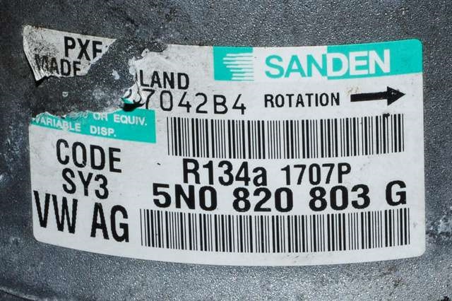 Aircondition kompressor til Škoda Yeti 2009-2013 (Fase 1) (SANDEN|1707 P|5N0 820 803 G|)