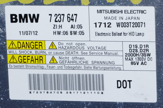 Styreenhet xenon/ballast til BMW 1-Serie 2011-2015 (Fase 1) (F20/F21) (F20/F21) (BMW|7 237 647|)