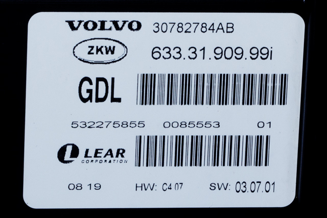 Styreenhet diverse til Volvo V70 2007-2013 (Type III, Fase 1) (VOLVO|30782784 AB|)