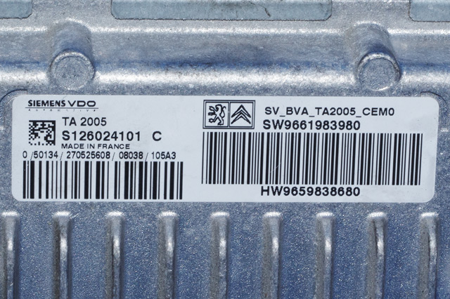 Styreenhet girkasse til Peugeot 308 2007-2011 (Type I, Fase 1)  (SIEMENS|S126024101 C|96 619839 80|)
