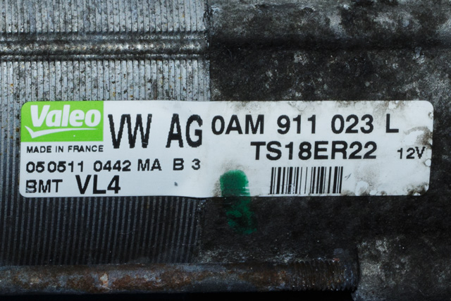 Starter diesel til VW Golf VI 2008-2012 (VALEO|TS18ER22|0AM 911 023 L|)