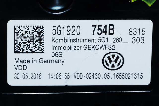 Instrumentpanel til VW Golf VII 2012-2017 (Fase 1) (VAG|5G1 920 754 B|)