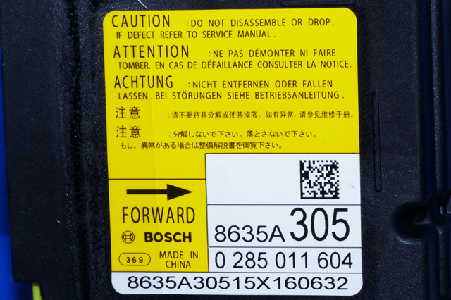 Styreenhet airbag hovedsensor til Mitsubishi Outlander 2015-->> (Type III, Fase 2) (BOSCH|0 285 011 604|8635A305|)