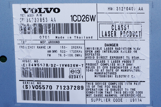 Bilstereo til Volvo XC90 2007-2014 (Type I, Fase 2)  (VOLVO|30732853 AA|)