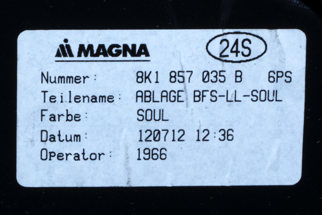 Hanskerom til Audi A4 2007-2014 (Type IV) (B8) (B8) (VAG|8K1 857 035 B|)