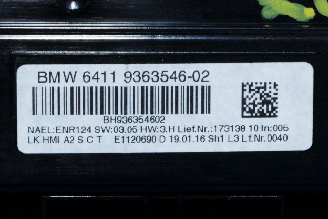 Varmeapparat betjening til BMW 4-Serie 2013-2020 (F32/F33/F36) (F32/F33/F36) (BMW|9 363 546|)