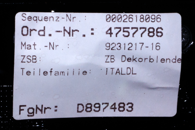 Dashbord friskluftdyse midtkonsoll til BMW 4-Serie 2013-2020 (F32/F33/F36) (F32/F33/F36) (BMW|9 218 552-15|)