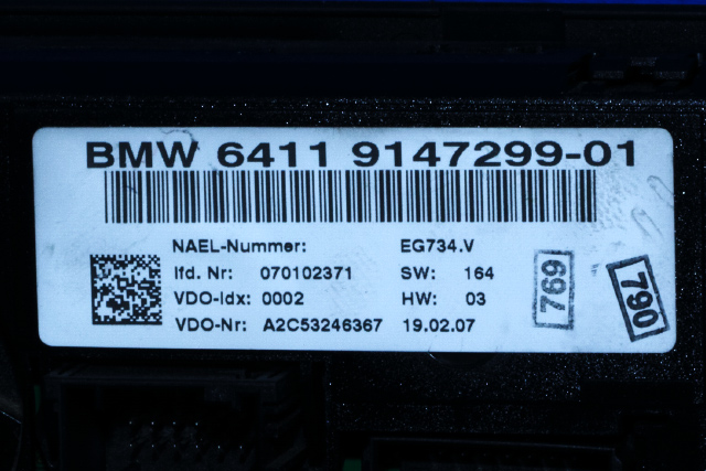 Varmeapparat betjening til BMW 1-Serie 2004-2011 (E81/E82/E87/E88) (E81/E82/E87/E88) (VDO|A2C53246367|64.11-9 147 299|)