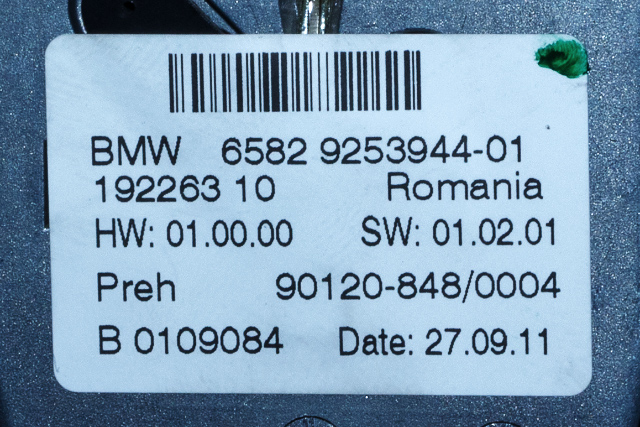 Bilstereo navigasjon betjeningspanel til BMW 1-Serie 2011-2015 (Fase 1) (F20/F21) (F20/F21) (BMW|65.82-9 253 944|)