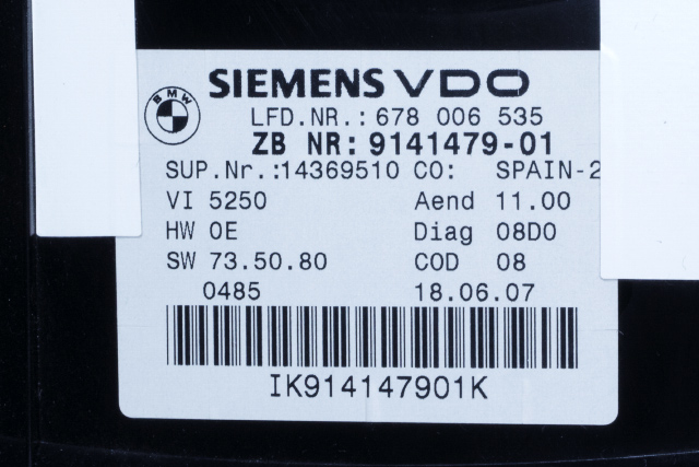 Instrumentpanel til BMW 3-Serie 2005-2011 (E90/E91/E92/E93) (E90/E91/E92/E93) (SIEM/VDO|678 006 535|9 141 479|)
