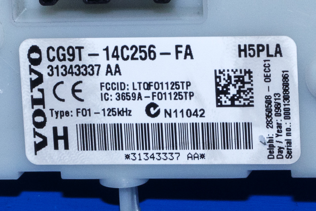 Sikringsboks til Volvo S80 2006-2013 (Type II, Fase 1) (FORD|CG9T-14C256-FA|31343337 AA|)