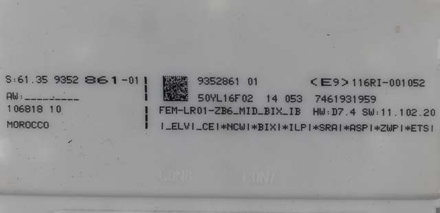 Styreenhet diverse til BMW 3-Serie 2012-2018 (F30/F31/F34) (F30/F31/F34) (BMW|61.35-9 352 861|)