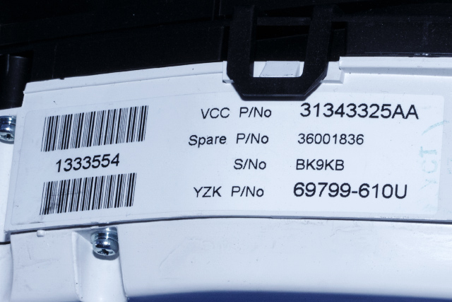 Instrumentpanel til Volvo S80 2006-2013 (Type II, Fase 1) (YAZAKI|69799-610U|31343325|)