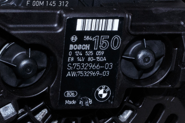Dynamo til BMW 3-Serie 2005-2011 (E90/E91/E92/E93) (E90/E91/E92/E93) (BOSCH|0 124 525 059|7 532 966. 14 VOLT - 150 AMP|)