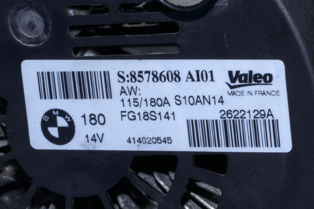 Dynamo diesel til BMW 3-Serie 2012-2018 (F30/F31/F34) (F30/F31/F34) (VALEO|FG18S141|8 578 608. 14 VOLT - 180 AMP|)