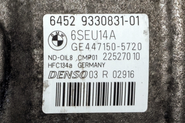 Aircondition kompressor til BMW 3-Serie 2012-2018 (F30/F31/F34) (F30/F31/F34) (DENSO|447150-5720|64.52-9 330 831|)