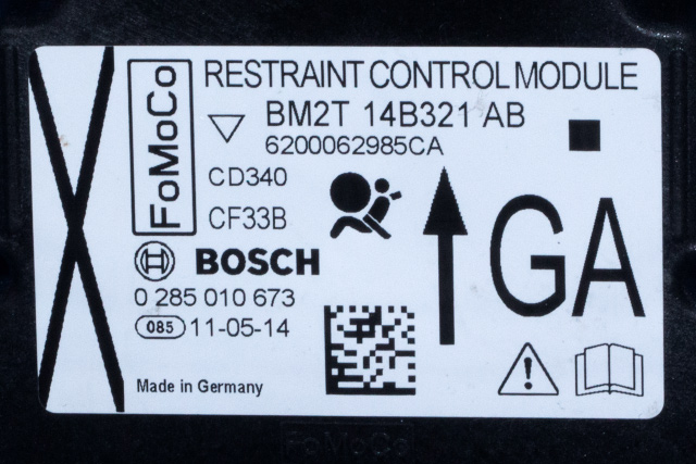 Styreenhet airbag hovedsensor til Ford S-Max 2010-2015 (Type I, Fase 2)  (BOSCH|0 285 010 673|BM2T-14B321-AB|)